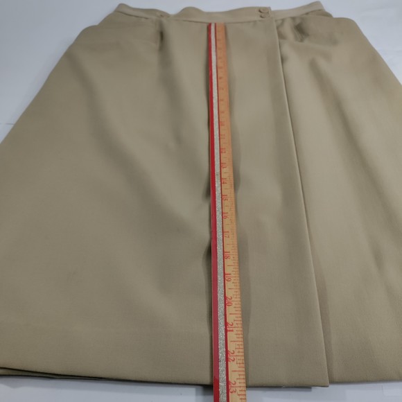 Liz Claiborne Vintage Wool Twill Khaki Button Wrap Skirt EUC Women's Size 12 - Picture 7 of 9